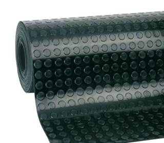 Gumová podlahovina s peniažkovým dezénom šírka 1,2 m hrúbka 3 mm čierna