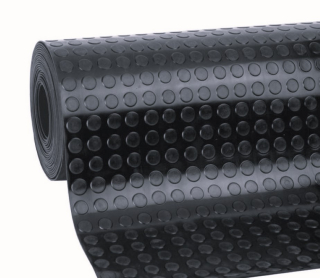 Gumová podlahovina s peniažkovým dezénom šírka 1,23 m hrúbka 4 mm čierna